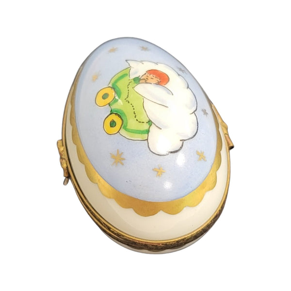 Blue Baby Egg Trinket Box Porcelain Limoges egg LIMOGES BOXES French Trinket Box
