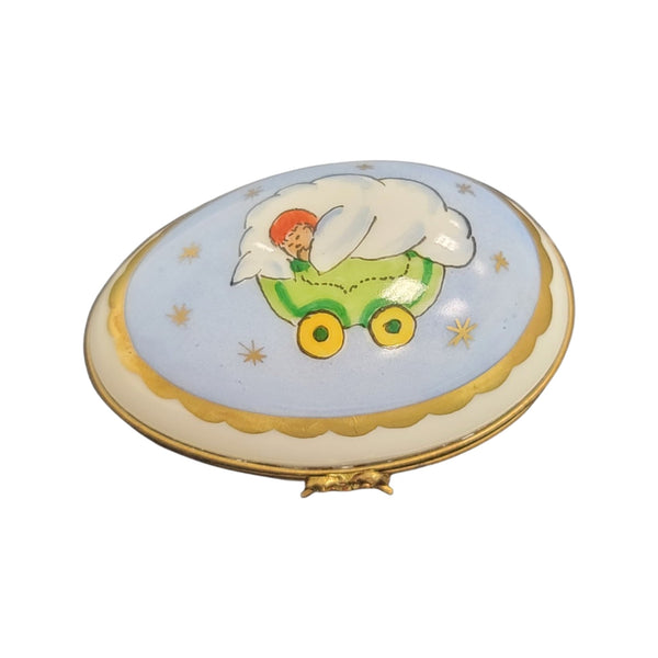 Blue Baby Egg Trinket Box Porcelain Limoges egg LIMOGES BOXES French Trinket Box