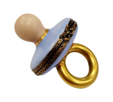 Blue Baby Pacifier Limoges Box Porcelain Limoges baby limoges box babies maternity French Trinket Box