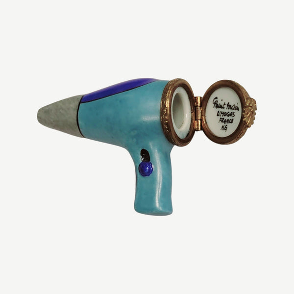 Blue Blow Hair Dryer Figurine Porcelain Limoges fashion home French Trinket Box