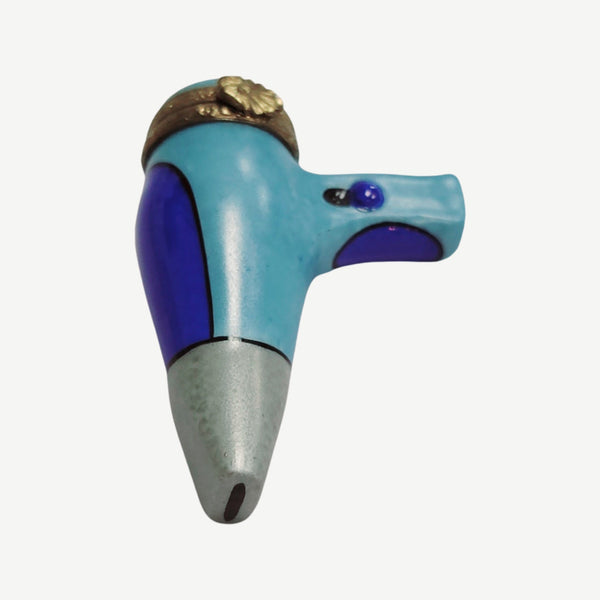 Blue Blow Hair Dryer Figurine Porcelain Limoges fashion home French Trinket Box