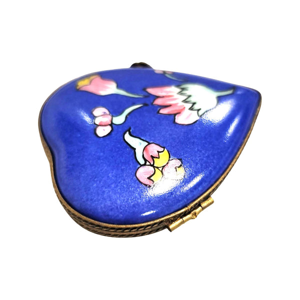 Blue Deco Heart Trinket Box Porcelain Limoges hearts LIMOGES BOXES heart love French Trinket Box