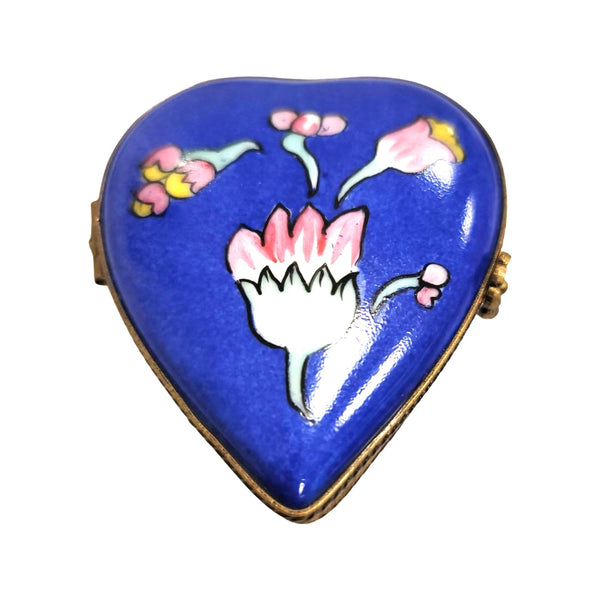 Blue Deco Heart Trinket Box Porcelain Limoges hearts LIMOGES BOXES heart love French Trinket Box