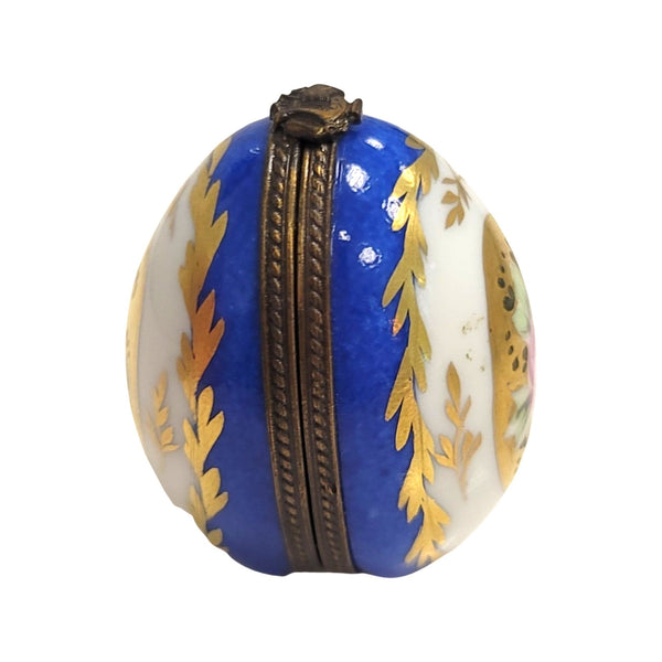 Blue Egg Perfume Treasure Porcelain Limoges perfume egg French Trinket Box