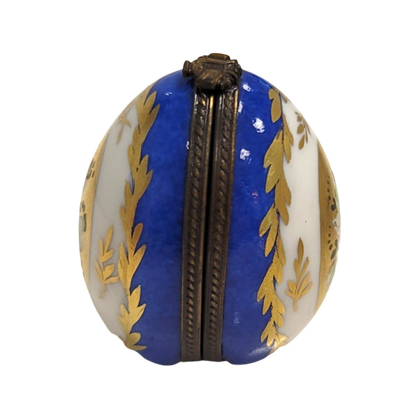Blue Egg Perfume Treasure Porcelain Limoges perfume egg French Trinket Box