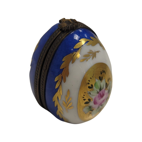 Blue Egg Perfume Treasure Porcelain Limoges perfume egg French Trinket Box
