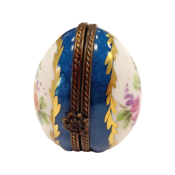 Blue Egg Perfume Treasure Porcelain Limoges perfume egg French Trinket Box