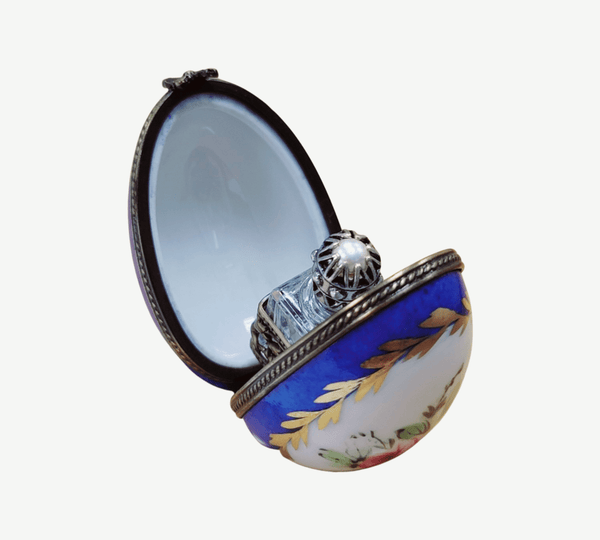 Blue Egg Porcelain Perfume Box Porcelain Limoges perfume egg French Trinket Box