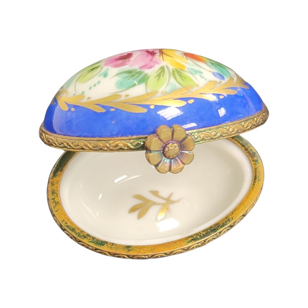 Blue Floral Elegance Egg Porcelain Limoges egg LIMOGES BOXES French Trinket Box