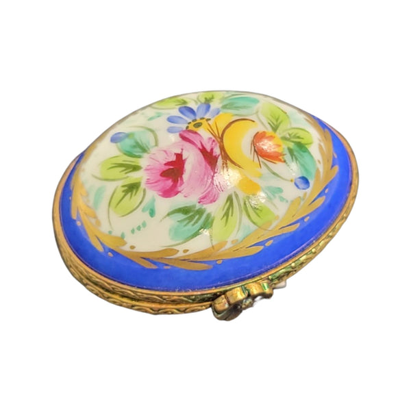 Blue Floral Elegance Egg Porcelain Limoges egg LIMOGES BOXES French Trinket Box