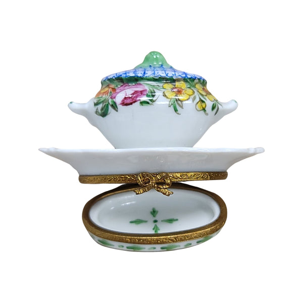 Blue Floral Elegance Soup Tureen Porcelain Limoges Home China French Trinket Box