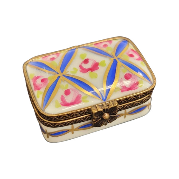 Blue Floral Limoges Pill Box Porcelain Limoges LIMOGES BOXES traditional French Trinket Box