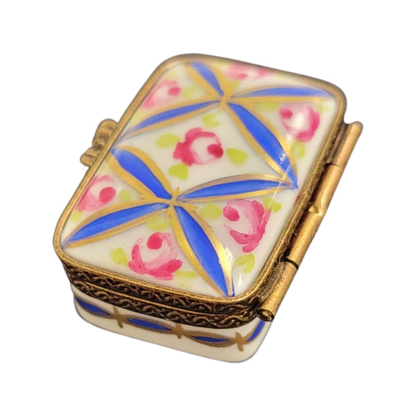 Blue Floral Limoges Pill Box Porcelain Limoges LIMOGES BOXES traditional French Trinket Box