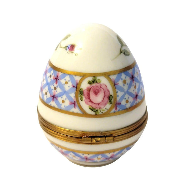 Blue Floral Porcelain Egg Porcelain Limoges Egg Limoges Boxes traditional Easter French Trinket Box