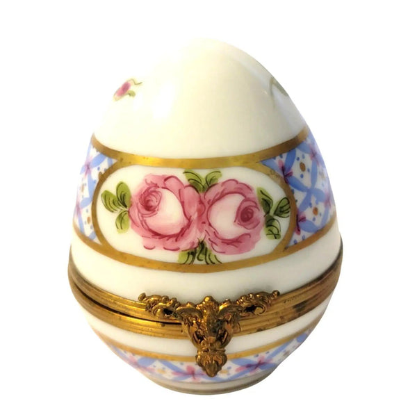 Blue Floral Porcelain Egg Porcelain Limoges Egg Limoges Boxes traditional Easter French Trinket Box
