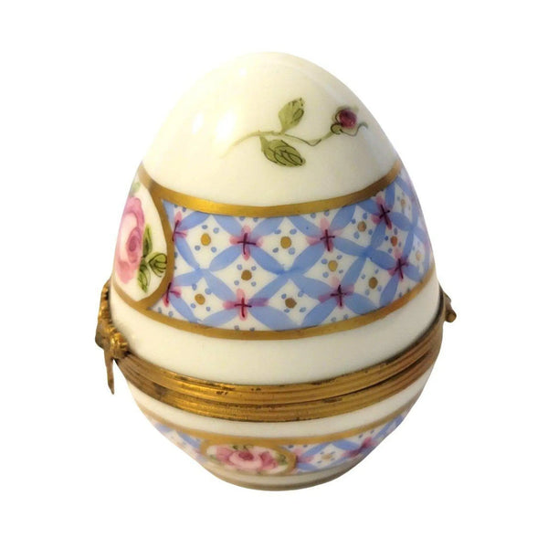 Blue Floral Porcelain Egg Porcelain Limoges Egg Limoges Boxes traditional Easter French Trinket Box