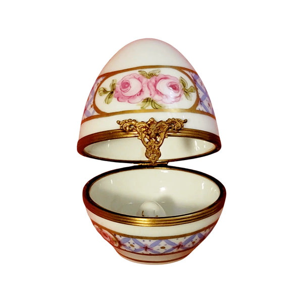 Blue Floral Porcelain Egg Porcelain Limoges Egg Limoges Boxes traditional Easter French Trinket Box