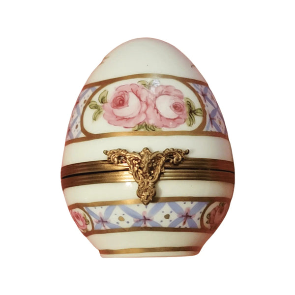Blue Floral Porcelain Egg Porcelain Limoges Egg Limoges Boxes traditional Easter French Trinket Box