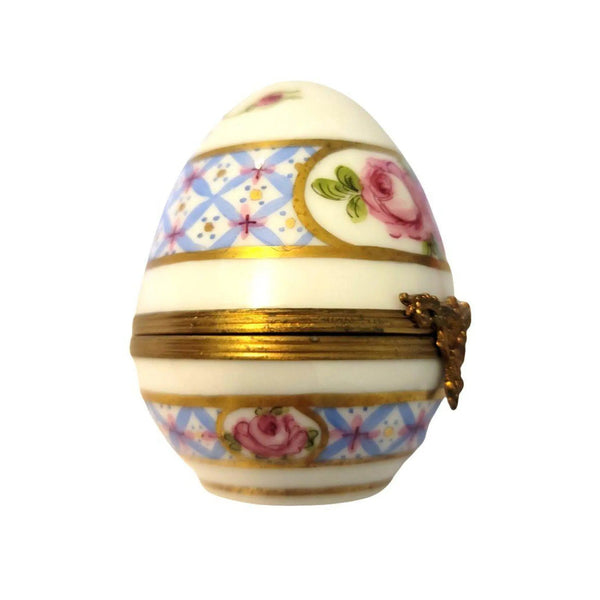 Blue Floral Porcelain Egg Porcelain Limoges Egg Limoges Boxes traditional Easter French Trinket Box
