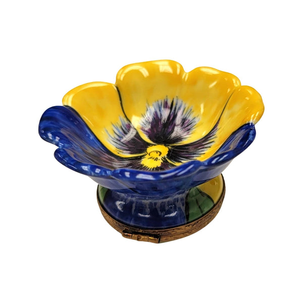 Blue Flower Bud Limoges Box Porcelain Limoges valentine rose garden French Trinket Box