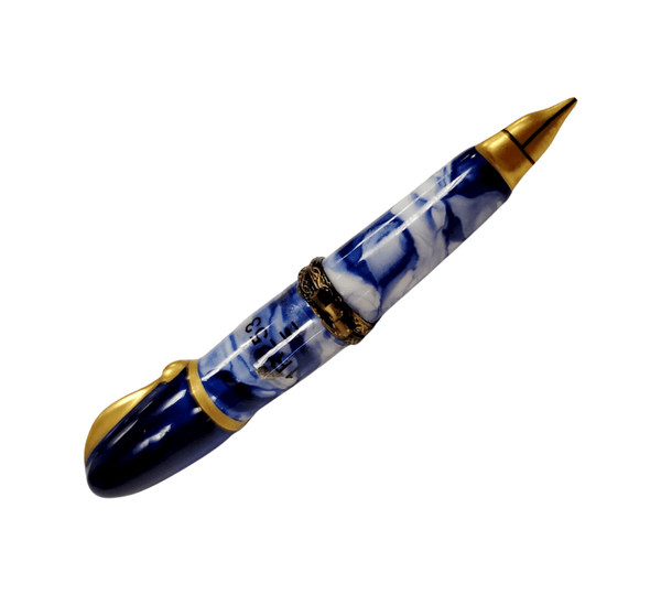 Blue Fountain Pen Limoges Box Porcelain Limoges home professional French Trinket Box