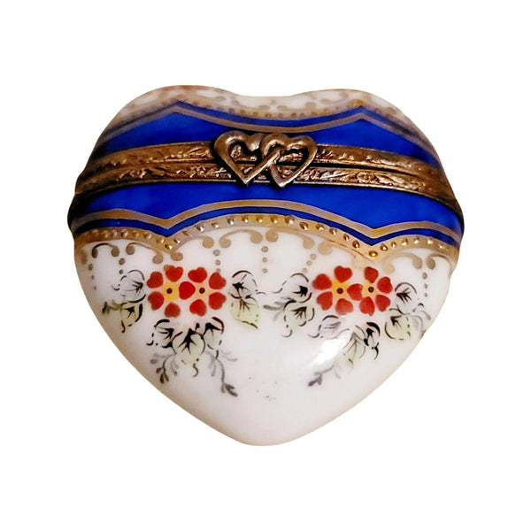 Blue Gold Heart Trinket Box Porcelain Limoges HEART LIMOGES BOXES love French Trinket Box
