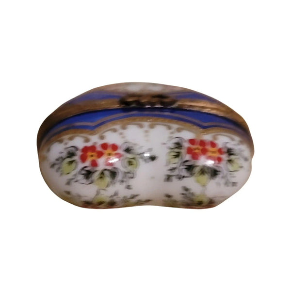 Blue Gold Heart Trinket Box Porcelain Limoges HEART LIMOGES BOXES love French Trinket Box