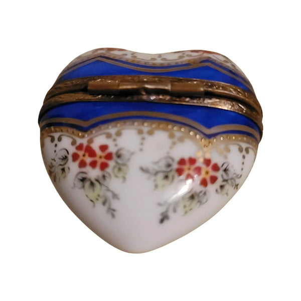 Blue Gold Heart Trinket Box Porcelain Limoges HEART LIMOGES BOXES love French Trinket Box