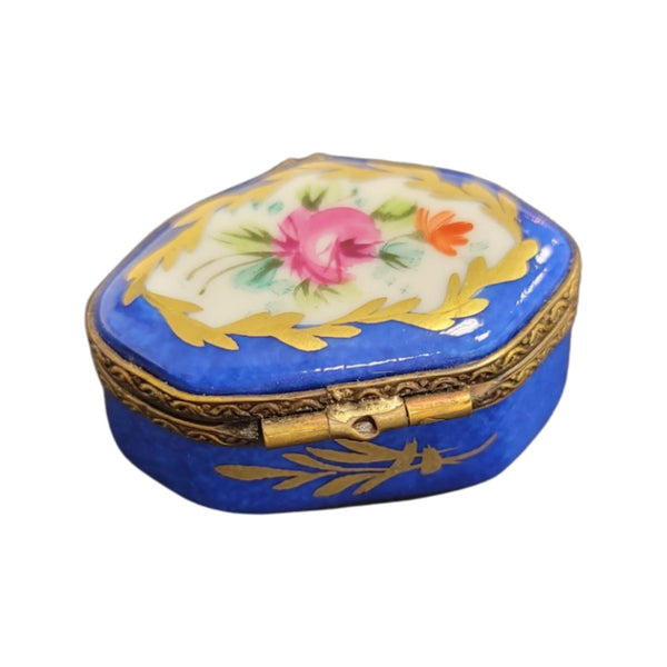 Blue Hand Painted Limoges Box Porcelain Limoges LIMOGES BOXES traditional French Trinket Box