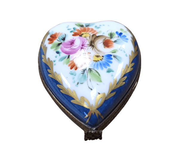 Blue Heart Limoges Perfume Box Porcelain Limoges heart perfume French Trinket Box