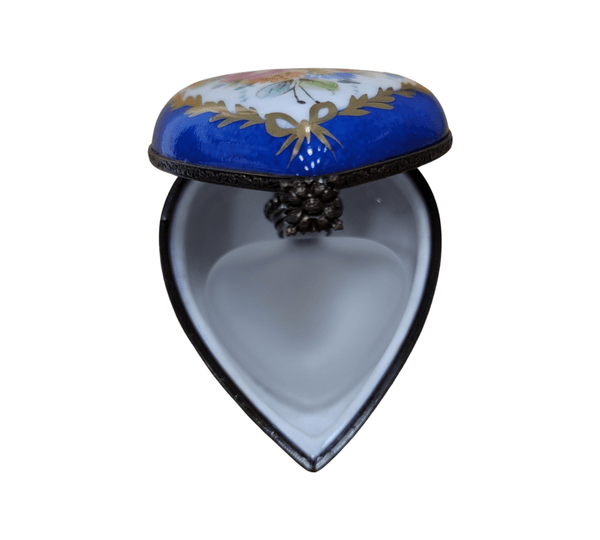 Blue Heart Limoges Perfume Box Porcelain Limoges heart perfume French Trinket Box