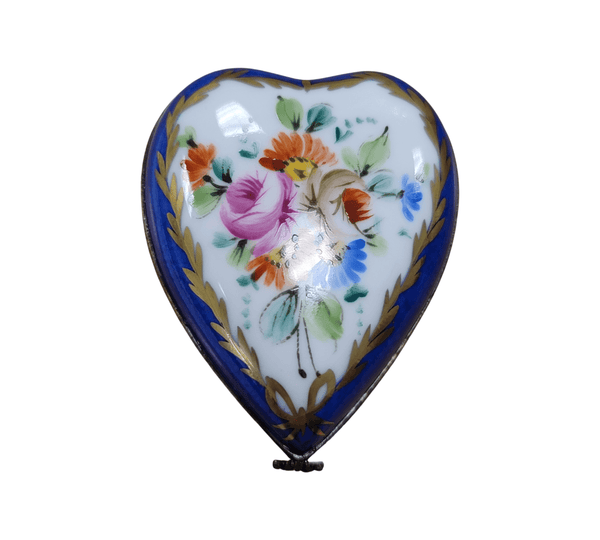 Blue Heart Limoges Perfume Box Porcelain Limoges heart perfume French Trinket Box