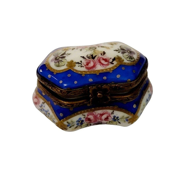 Blue Hexagonal Porcelain Trinket Box Porcelain Limoges traditional special occasions French Trinket Box