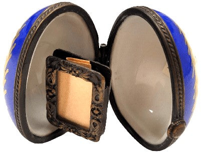 Blue Musical Memories Limoges Box Porcelain Limoges egg French Trinket Box