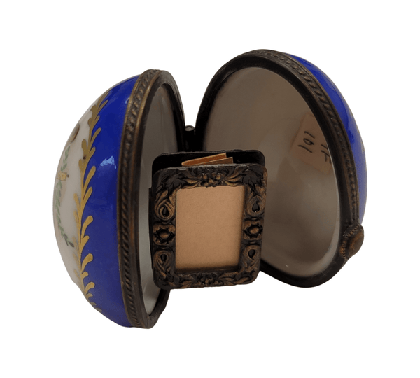 Blue Musical Memories Limoges Box Porcelain Limoges egg French Trinket Box