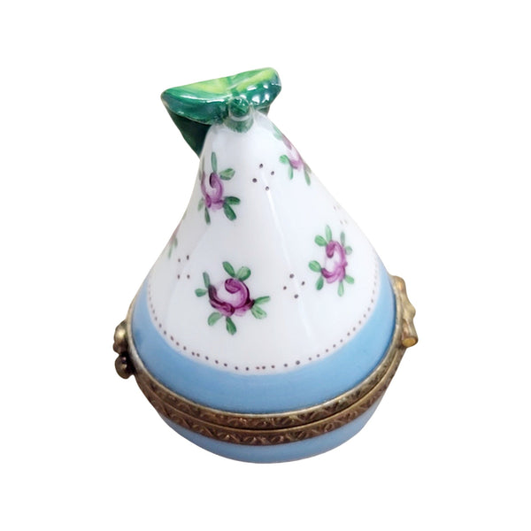 Blue Pear With Floral Elegance Porcelain Limoges fruit Vegetables French Trinket Box