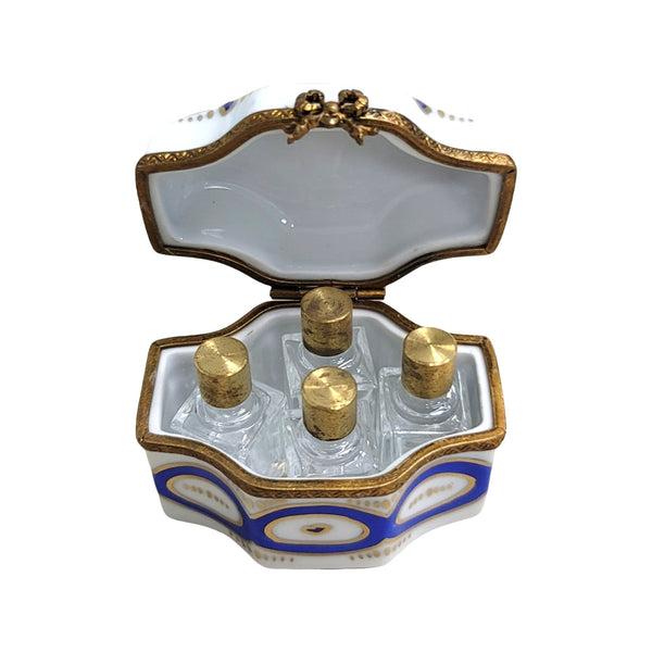 Blue Porcelain Perfume Box Set Porcelain Limoges Perfume French Trinket Box