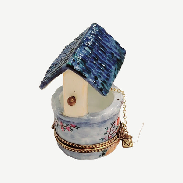 Blue Porcelain Wishing Well Porcelain Limoges garden French Trinket Box