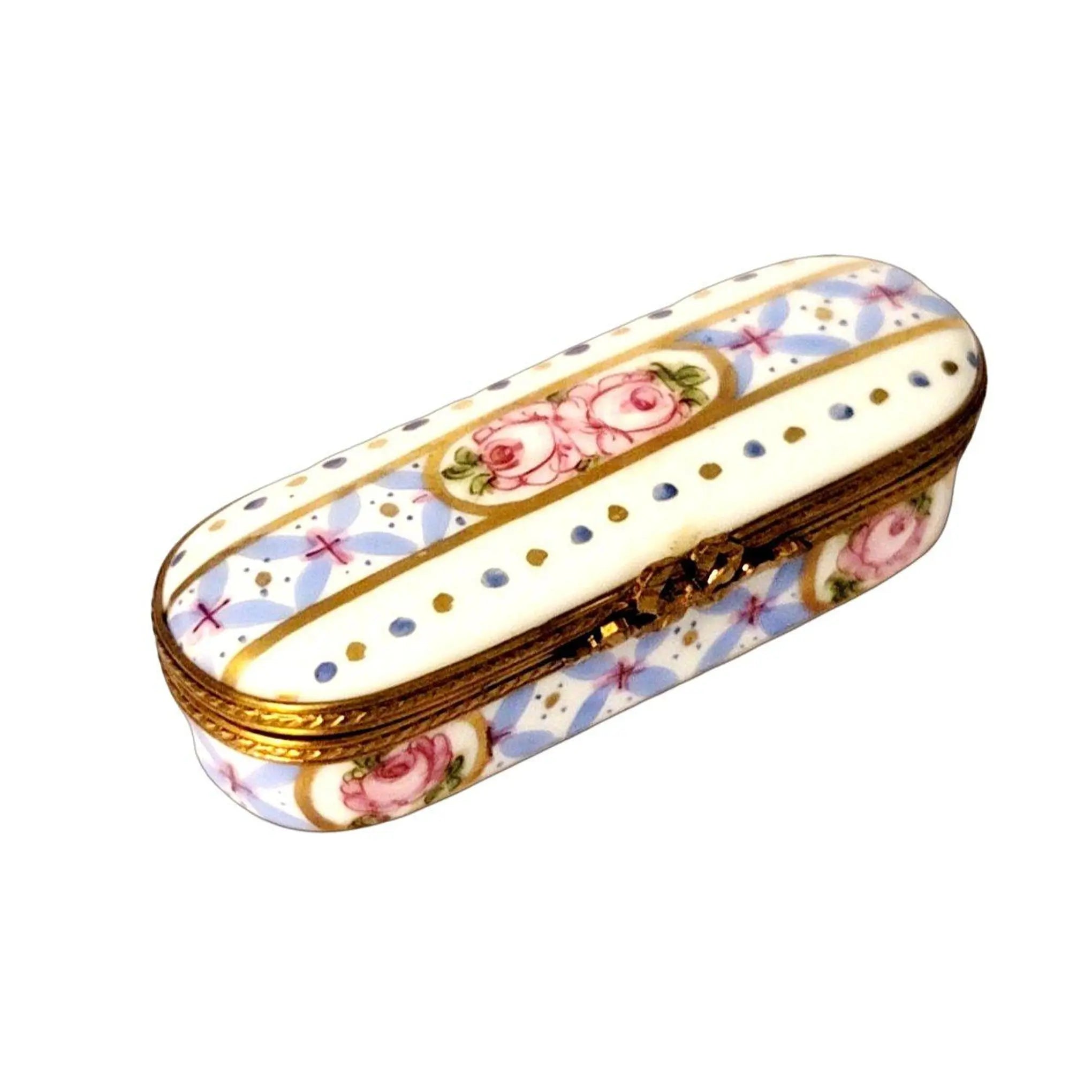 Blue Rose Porcelain Treasure Porcelain Limoges Traditional home French Trinket Box