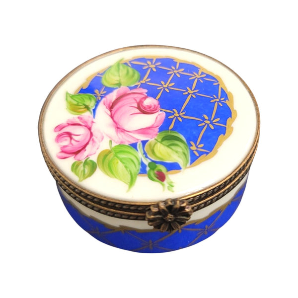 Blue Roses Limoges Pill Box Porcelain Limoges LIMOGES BOXES traditional French Trinket Box
