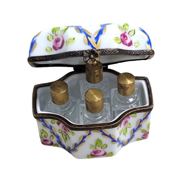 Blue Roses Porcelain Trinket Box Porcelain Limoges Perfume French Trinket Box