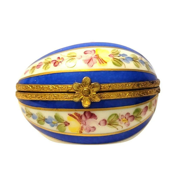 Blue Striped Porcelain Egg Porcelain Limoges Limoges Imports Limoges Boxes eggs egg Easter French Trinket Box