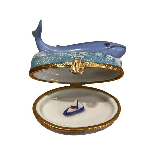 Blue Whale Porcelain Limoges Fish Ocean French Trinket Box