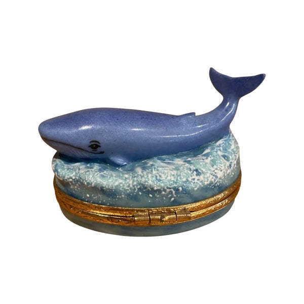 Blue Whale Porcelain Limoges Fish Ocean French Trinket Box