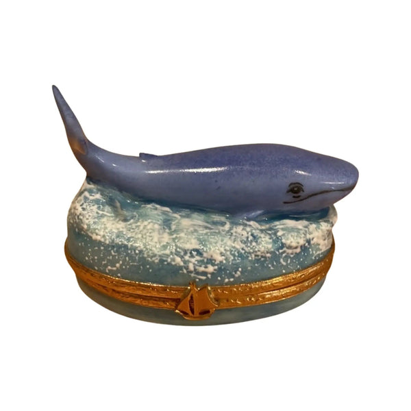 Blue Whale Porcelain Limoges Fish Ocean French Trinket Box