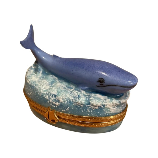 Blue Whale Porcelain Limoges Fish Ocean French Trinket Box