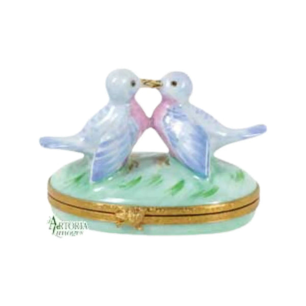 Bluebirds In Love Porcelain Limoges bird birds French Trinket Box
