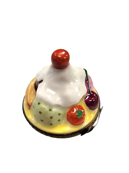Bowl of Ice Cream Delight Porcelain Limoges Dessert Beach French Trinket Box
