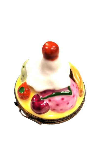 Bowl of Ice Cream Delight Porcelain Limoges Dessert Beach French Trinket Box