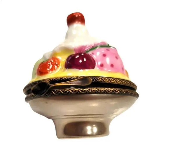Bowl of Ice Cream Delight Porcelain Limoges Dessert Beach French Trinket Box
